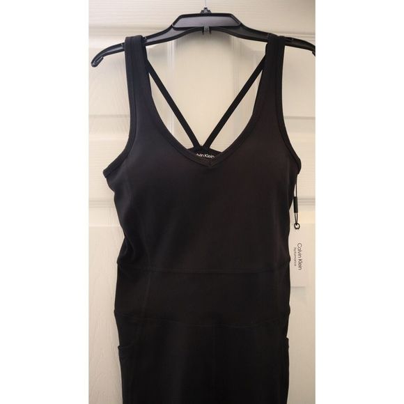 Calvin Klein Performance PF2D8044 Women Sz XS Black Fitted Strappy Jumpsuit $100 - Picture 3 of 10